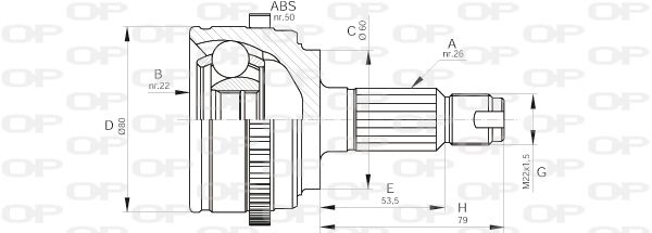 OPEN PARTS Шарнирный комплект, приводной вал CVJ5511.10